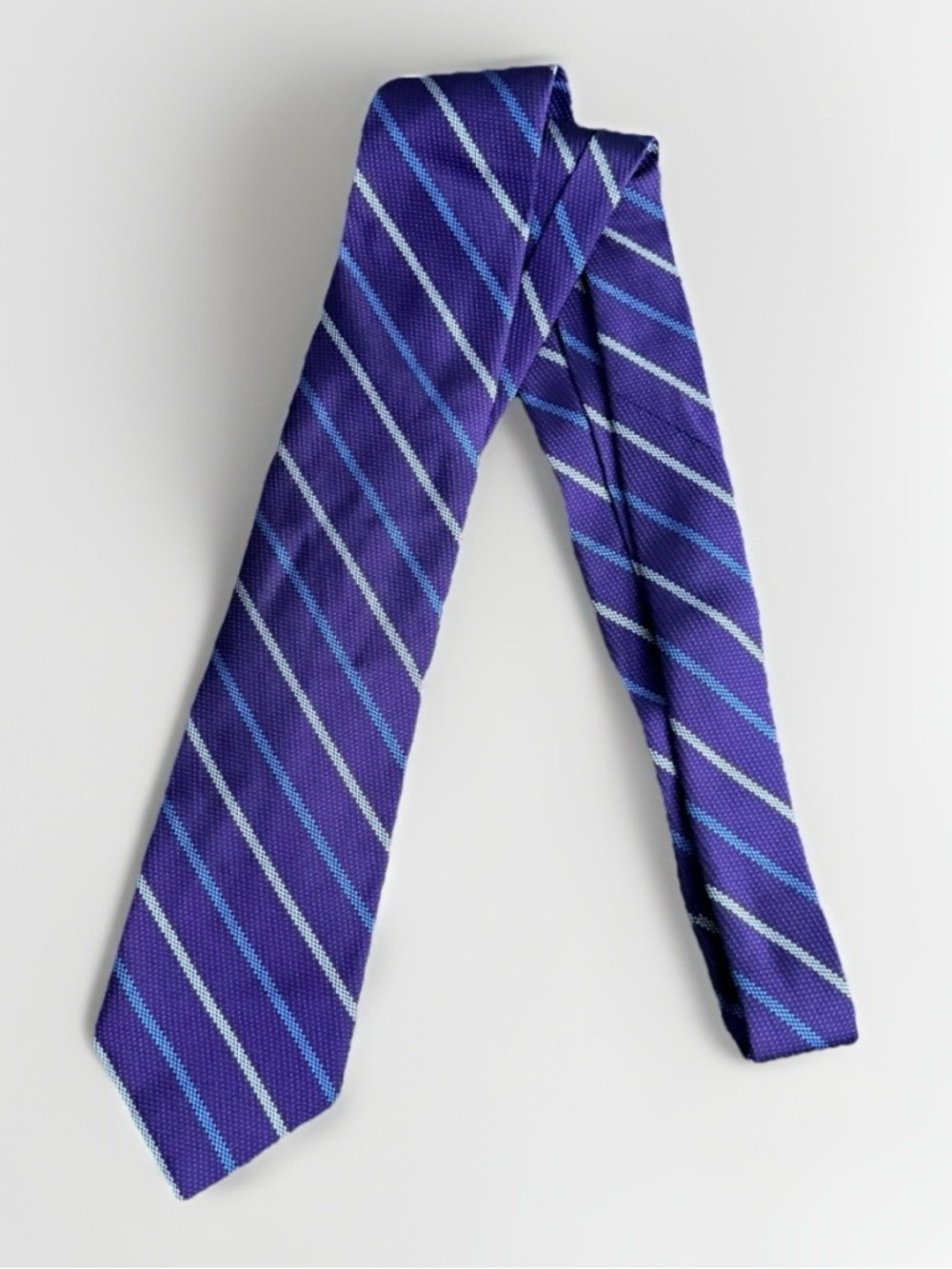 Brooks Brothers Makers 100% Silk Tie Purple Blue White Repp Stripes